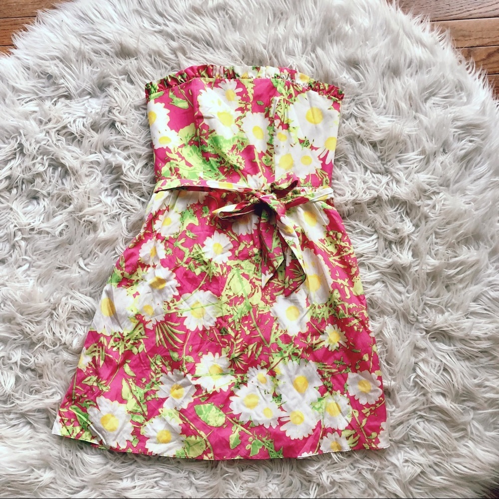 • Lilly Pulitzer • Briddie Strapless Daisy Dress 0 - Picture 2 of 4